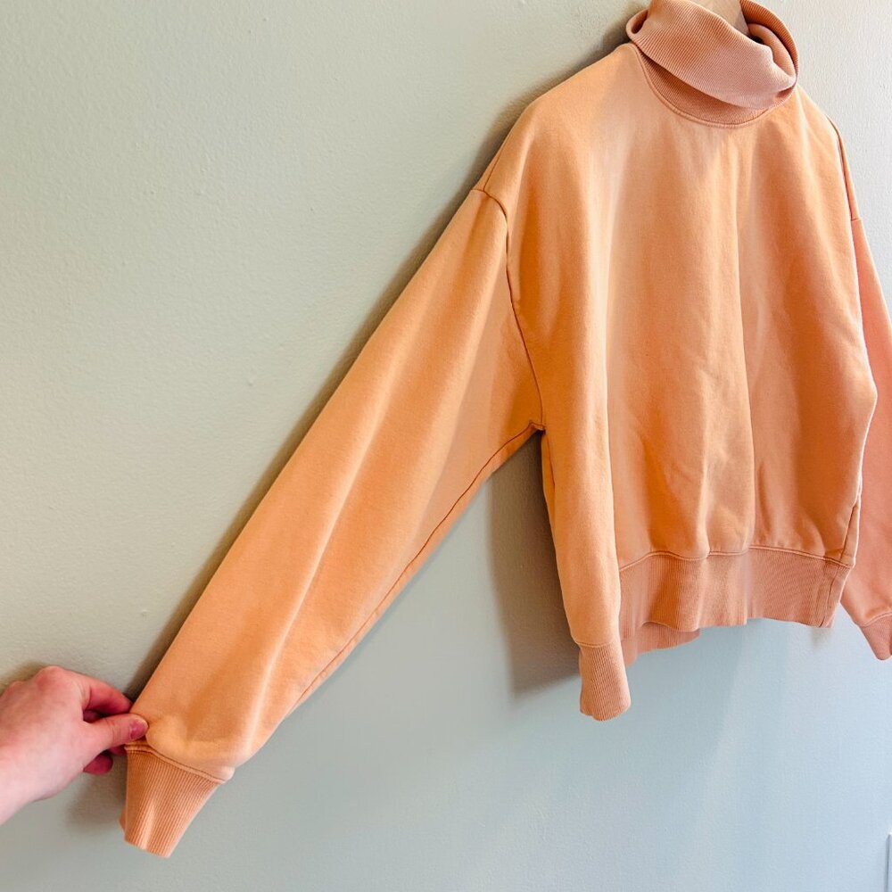 Calia Everyday Fleece Turtleneck Size Medium Apricot Light Orange Sweatshirt - Picture 7 of 10